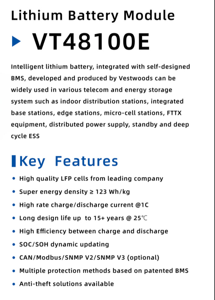 Lithium Battery Vestwoods 48V